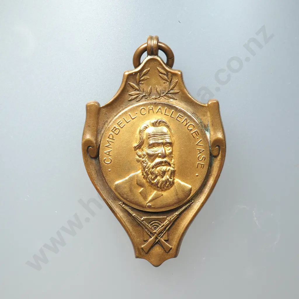 The Campbell Challenge Vase Medal in Bronze w 18ct Centre Awarded to Robert Sharpe Alford for Cadet Shooting Image 1++
