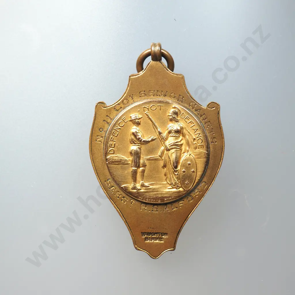 The Campbell Challenge Vase Medal in Bronze w 18ct Centre Awarded to Robert Sharpe Alford for Cadet Shooting Image 1++
