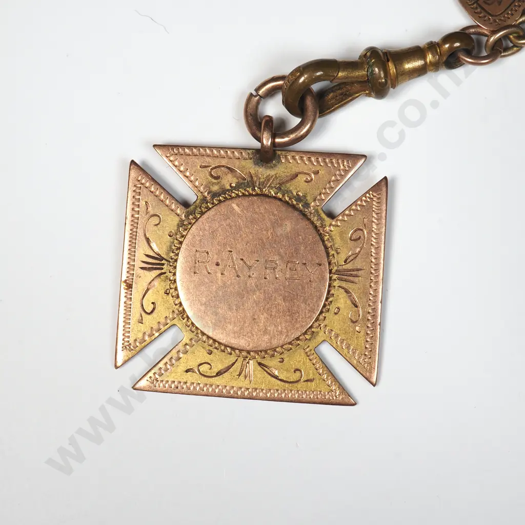 9ct Gold Dux Medal to R Ayrey of Burwood School 1923 Image 1++