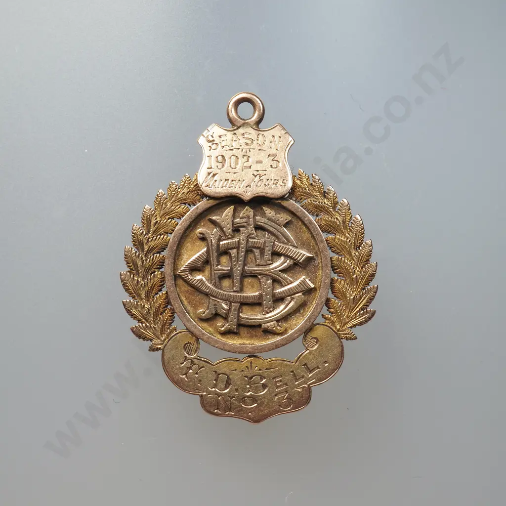 Historic New Zealand 9ct Gold Fob 1902-03 1st Maiden Whale Boats Auckland Image 1++