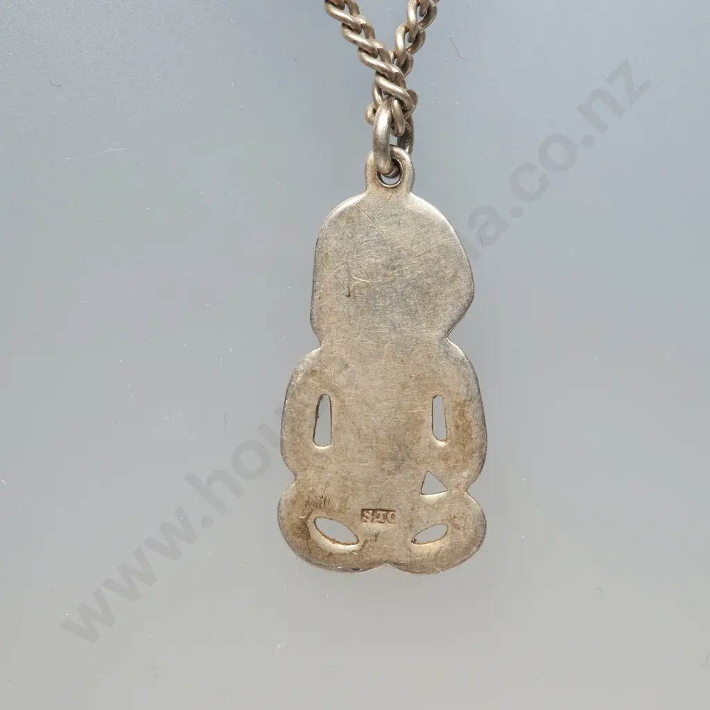Antique Sterling Silver Tiki on Sterling Silver Chain Image 1++