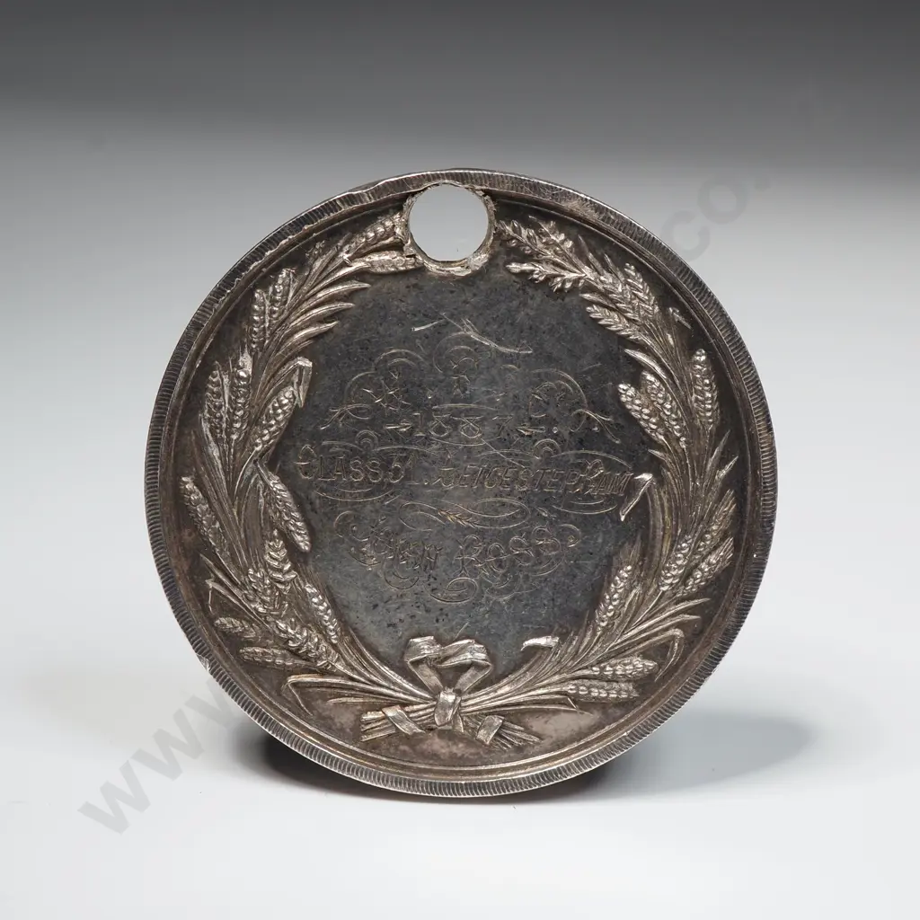 1887 New Zealand Silver A&P Medal to John Ross - Leicester Ram Image 1++