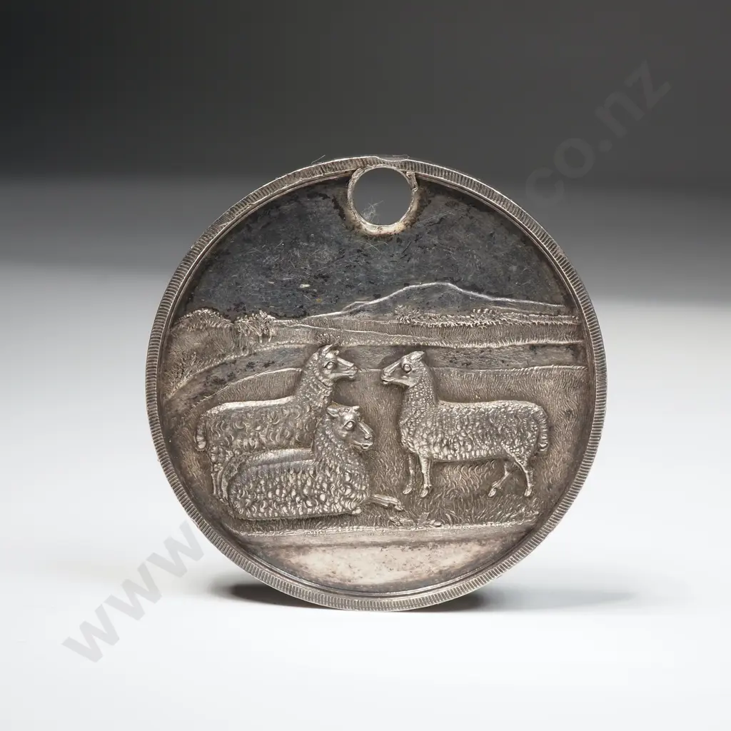 1887 New Zealand Silver A&P Medal to John Ross - Leicester Ram Image 1++