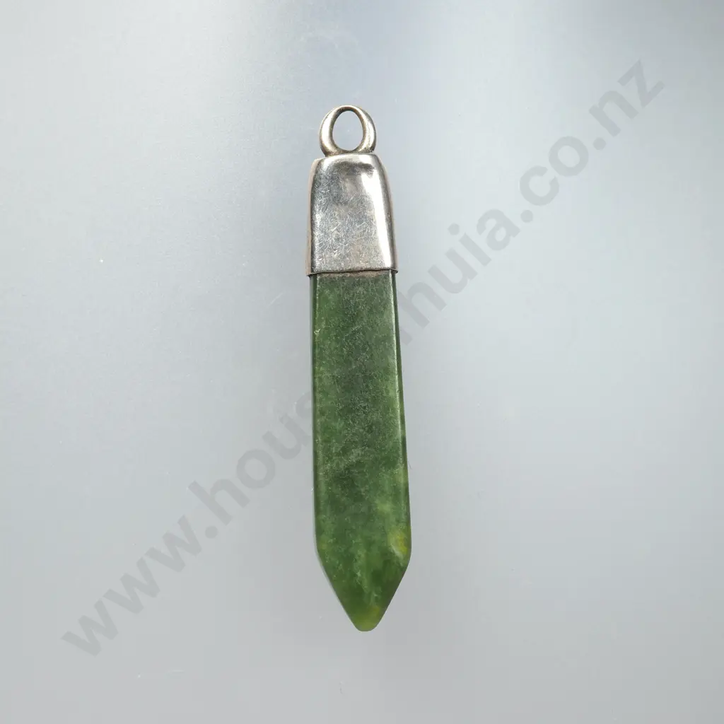 Sterling Silver Capped Greenstone Pendant Image 1++