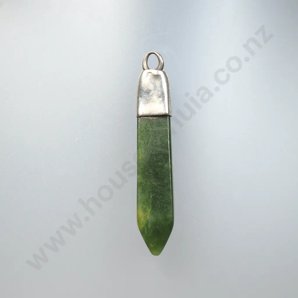Sterling Silver Capped Greenstone Pendant Image 1++