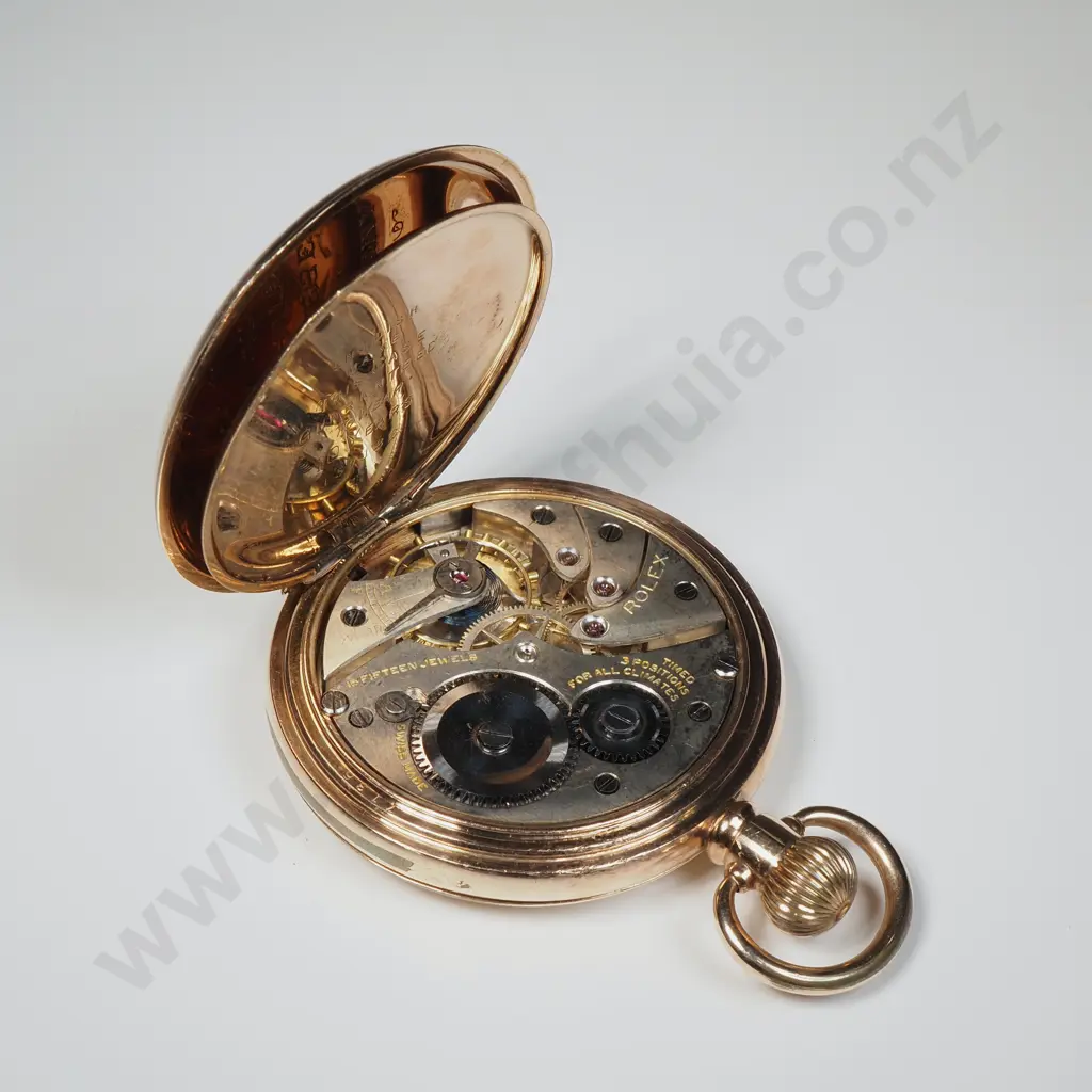 Antique Rolex Rolled Gold Pocket Watch w Interesting North Canterbury Inscription "Heathstock" Image 1++