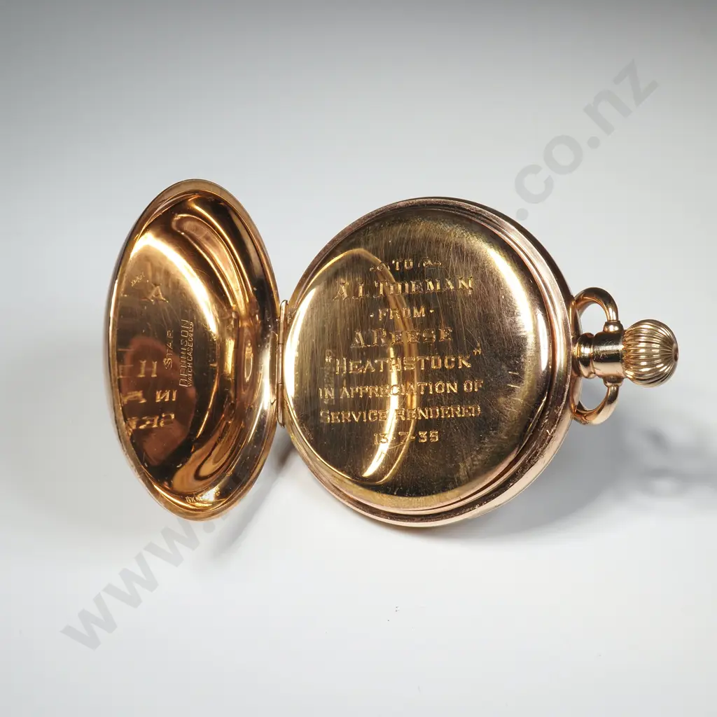 Antique Rolex Rolled Gold Pocket Watch w Interesting North Canterbury Inscription "Heathstock" Image 1++