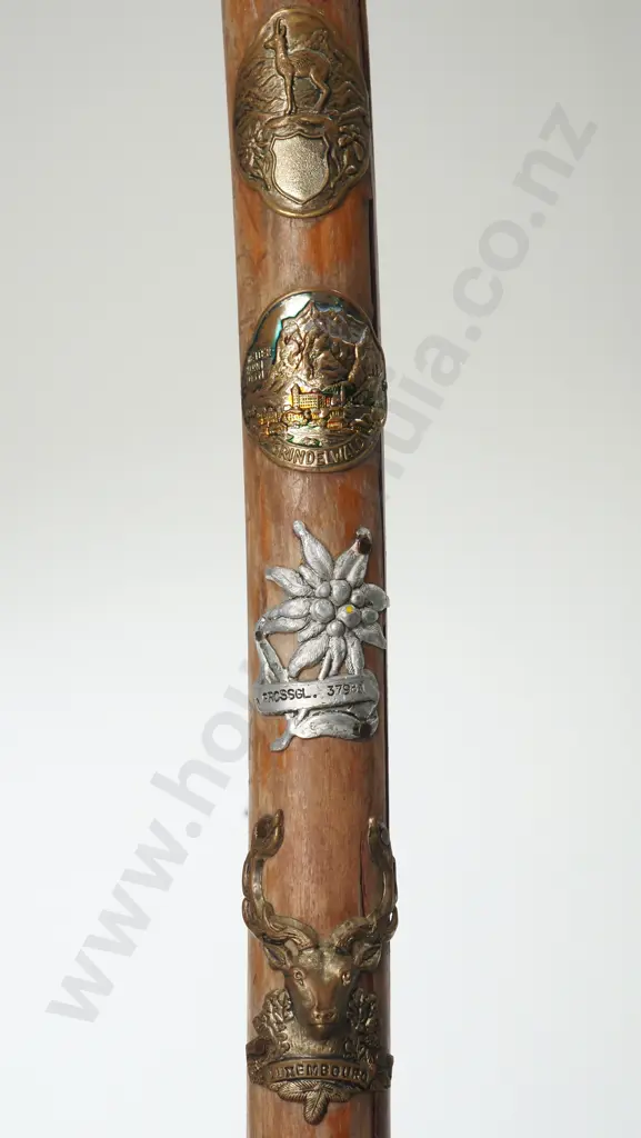 Vintage NZ Maori Alpine Walking Stick w Hand Carved Bone Tiki Head Image 1++