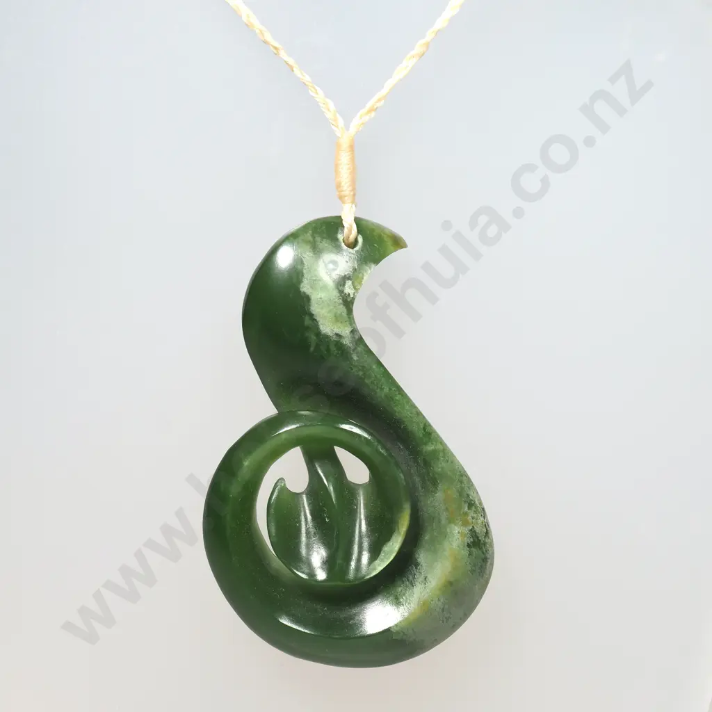 Marsden Jade Whales Tail Pendant of Quality Marsden Flower Pounamu Image 1++