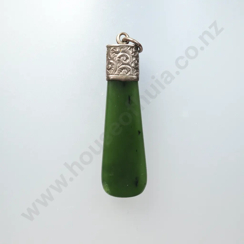 Sterling Silver Capped Greenstone Pendant Image 1++