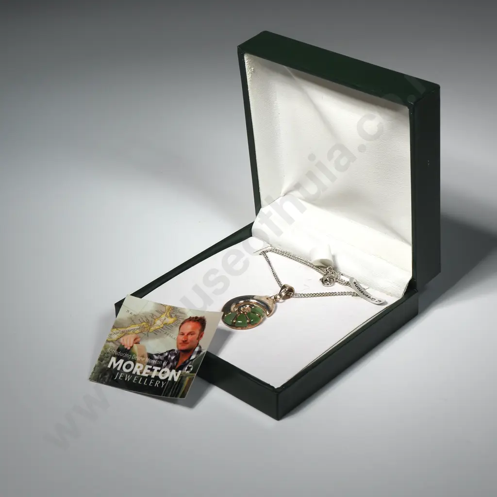 New Zealand Greenstone /Pounamu & Sterling Silver Tiki  Pendant Designed By Deane Morton of Moreton Jewellery Image 1++