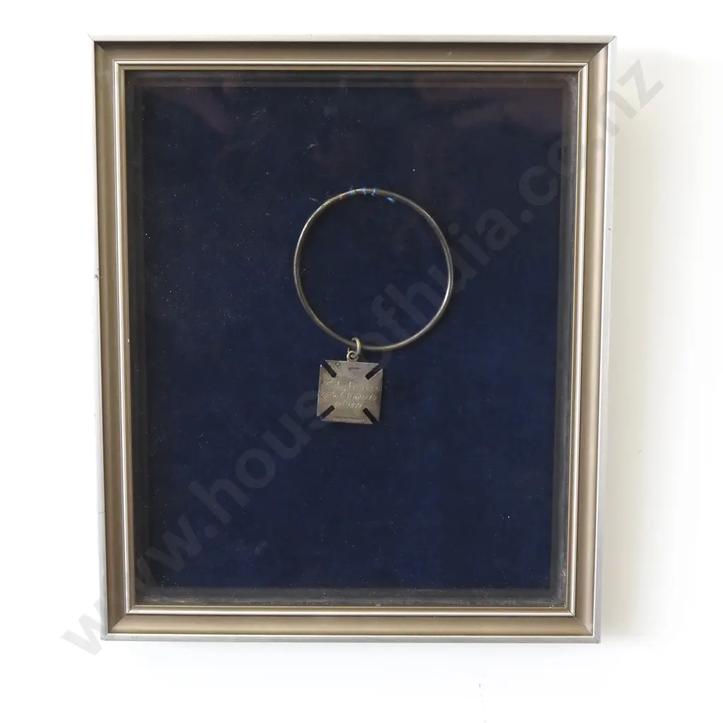 Framed Silver Sports Medal Awarded To CJ Newell For A Christ College Sport's Event 1/4 Mile  Under 15 In October 1891 Image 1++