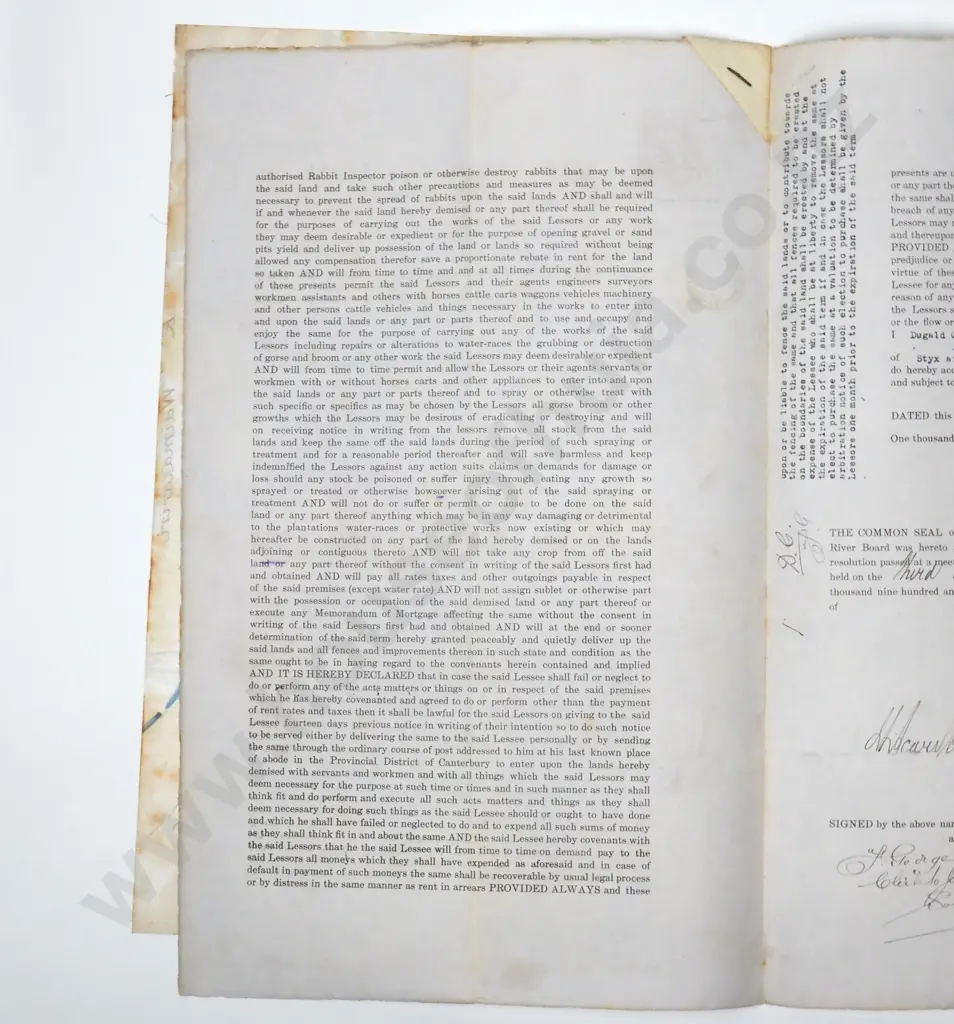 Memorandum of Lease - Christchurch New Zealand - 1916 Image 1++