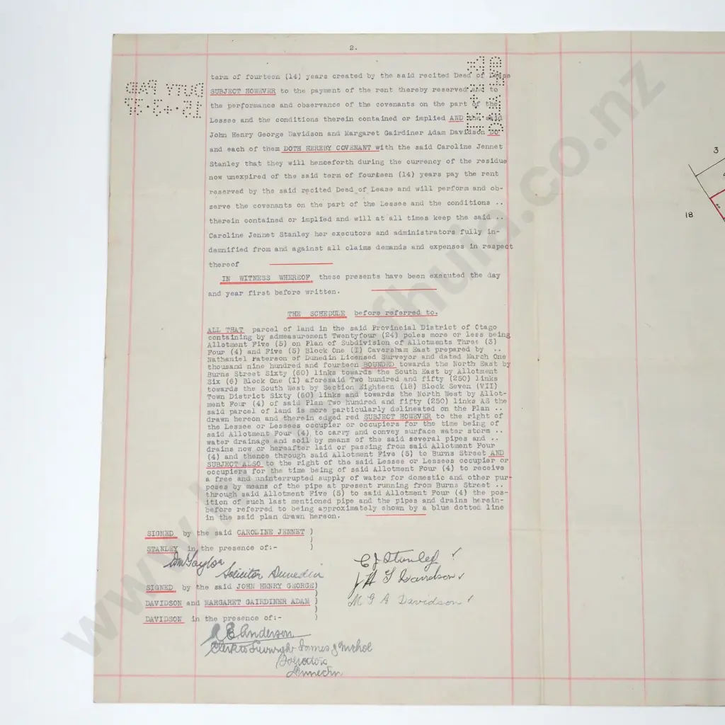 Deed - Otago New Zealand - 1937 Image 1++