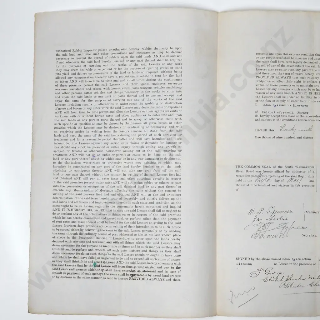 Memorandum of Lease - Christchurch New Zealand - 1916 Image 1++