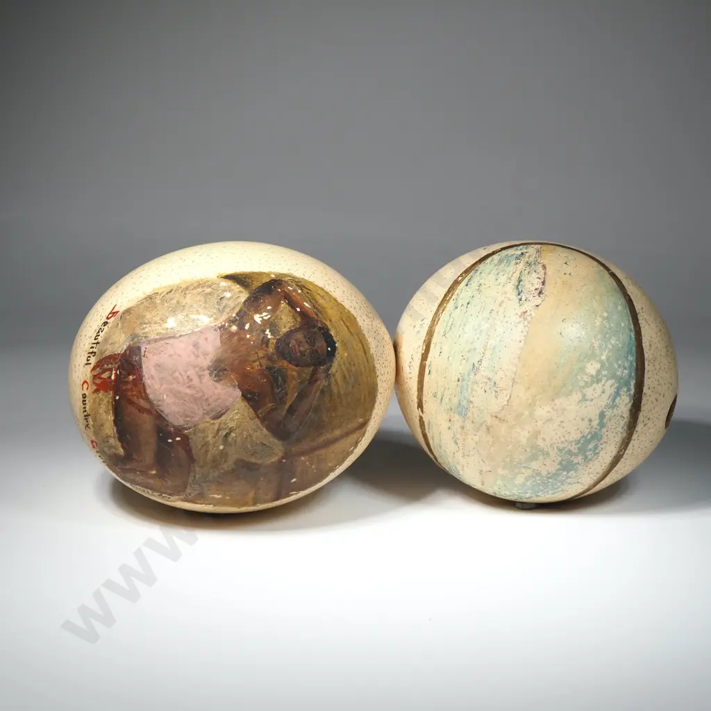 Two Hand Painted Ostrich Eggs From Cape Town Image 1++