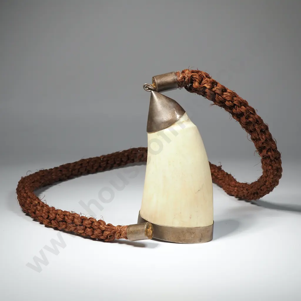Sterling Silver Mounted Whales Tooth pendant on Woven Coconut Fibre Necklace Image 1++