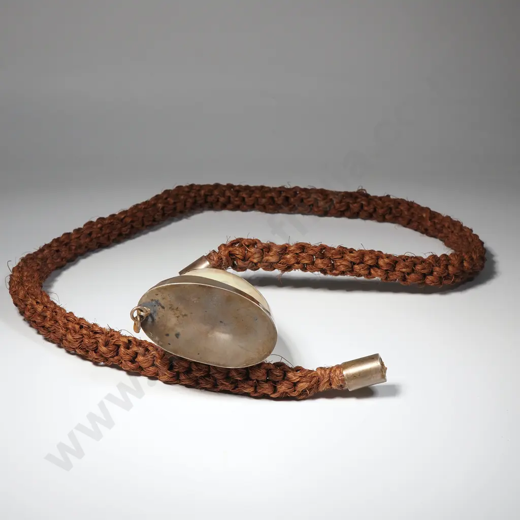 Sterling Silver Mounted Whales Tooth pendant on Woven Coconut Fibre Necklace Image 1++