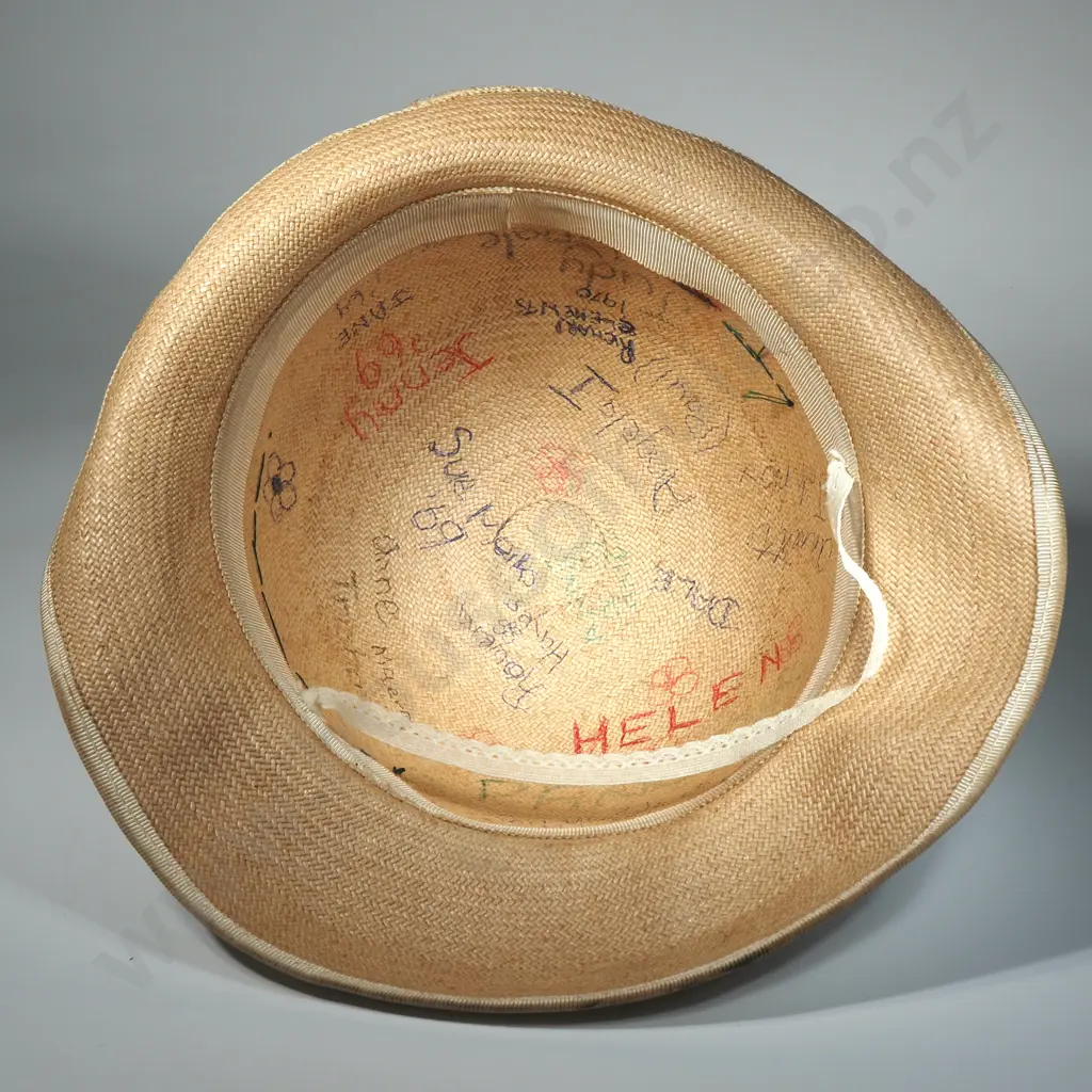 Vintage St Margarets College Straw Hat w Signatures from 69 & 70 Image 1++
