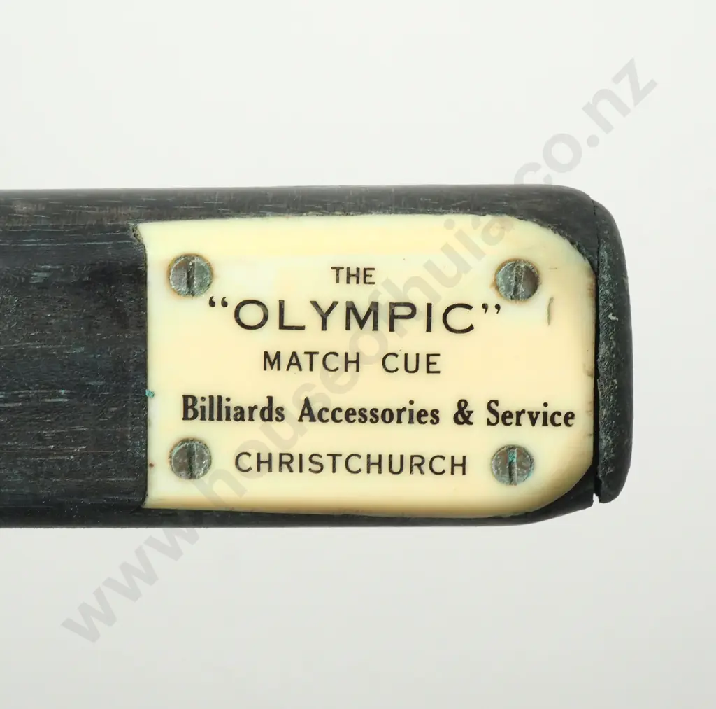 Vintage Billiard Cue Labelled as 'The Olympic' Match Cue w Maple Shaft? & Hand Spliced Ebony Butt & In Original Case Image 1++