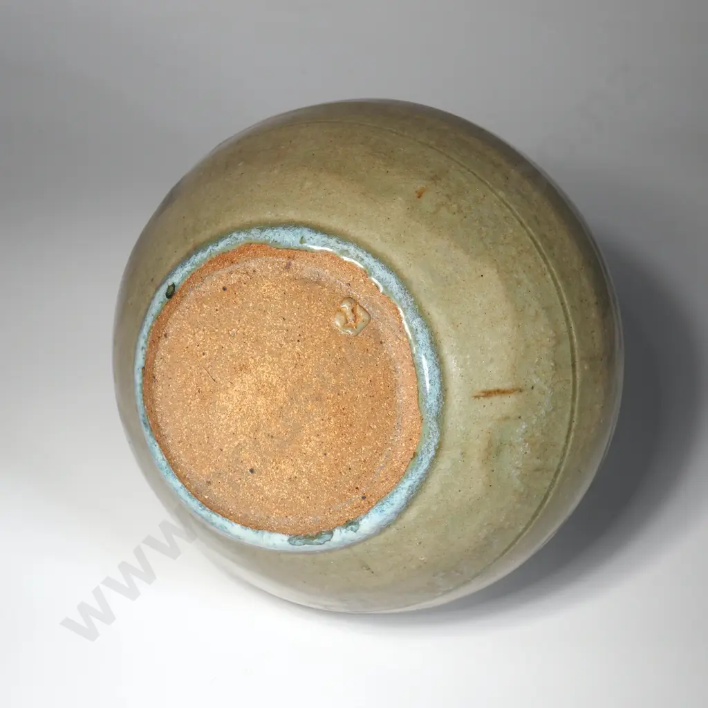 Ian Firth Spherical Vase with Incised Floral Decoration Image 1++