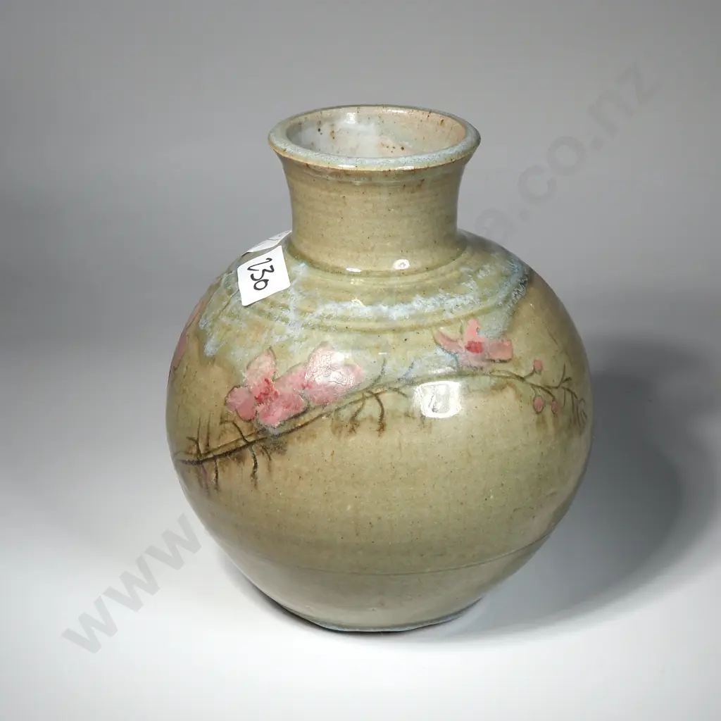 Ian Firth Spherical Vase with Incised Floral Decoration Image 1++