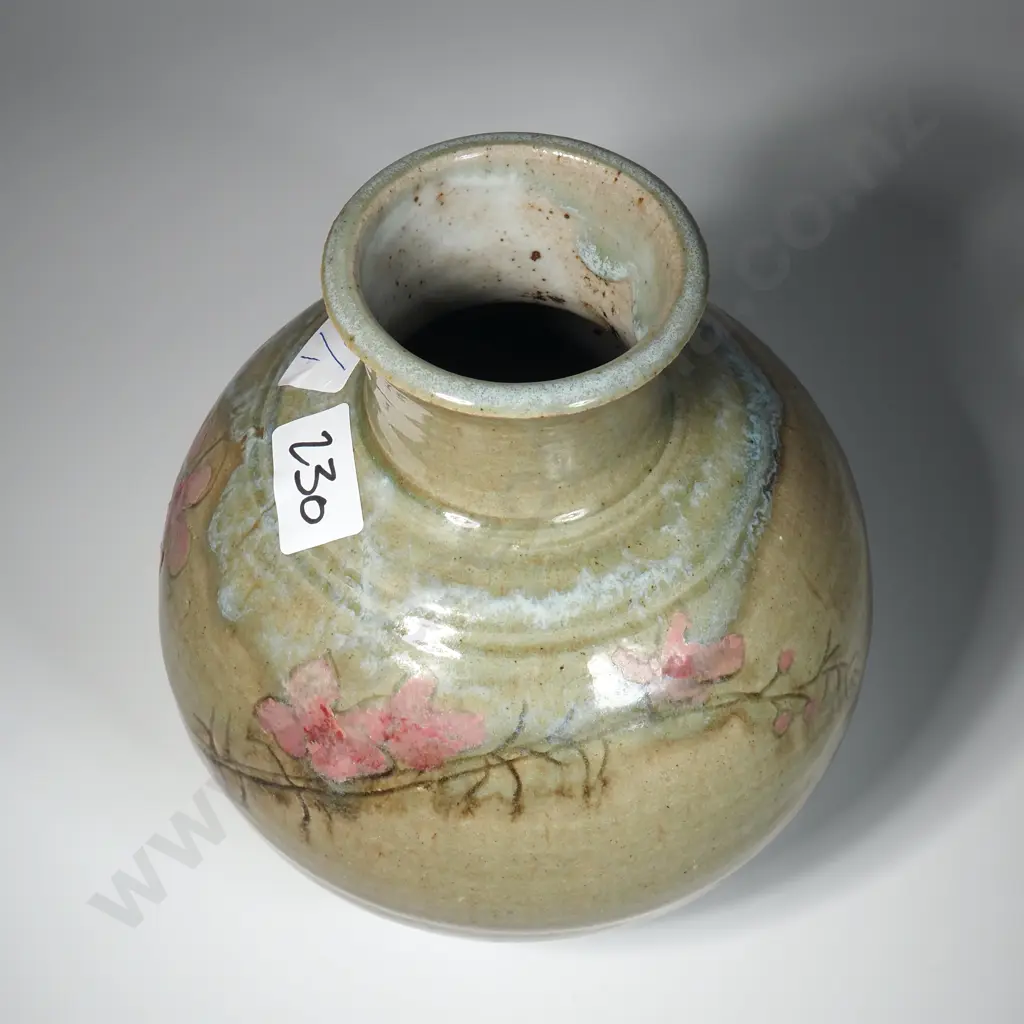 Ian Firth Spherical Vase with Incised Floral Decoration Image 1++