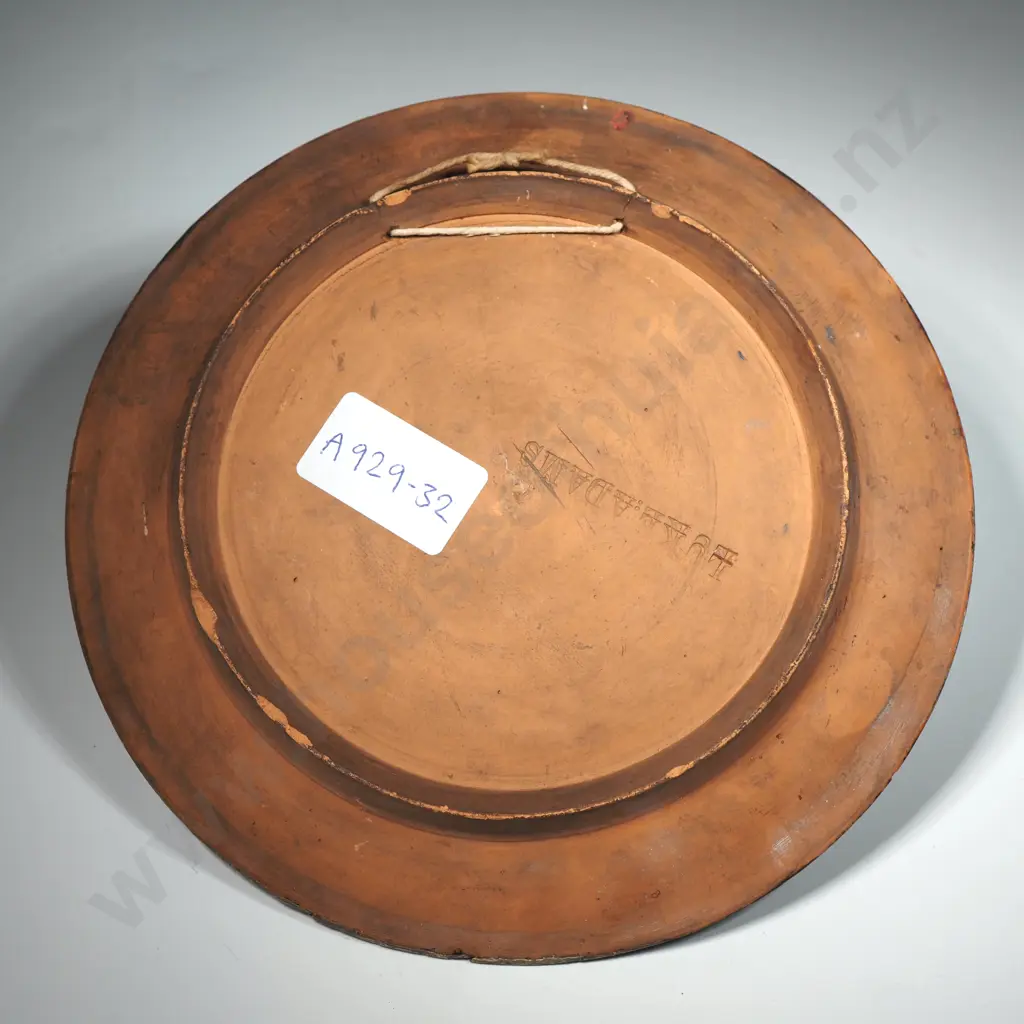 Luke Adams Early 1920's Hand Painted Wall Plark: Marked Image 1++