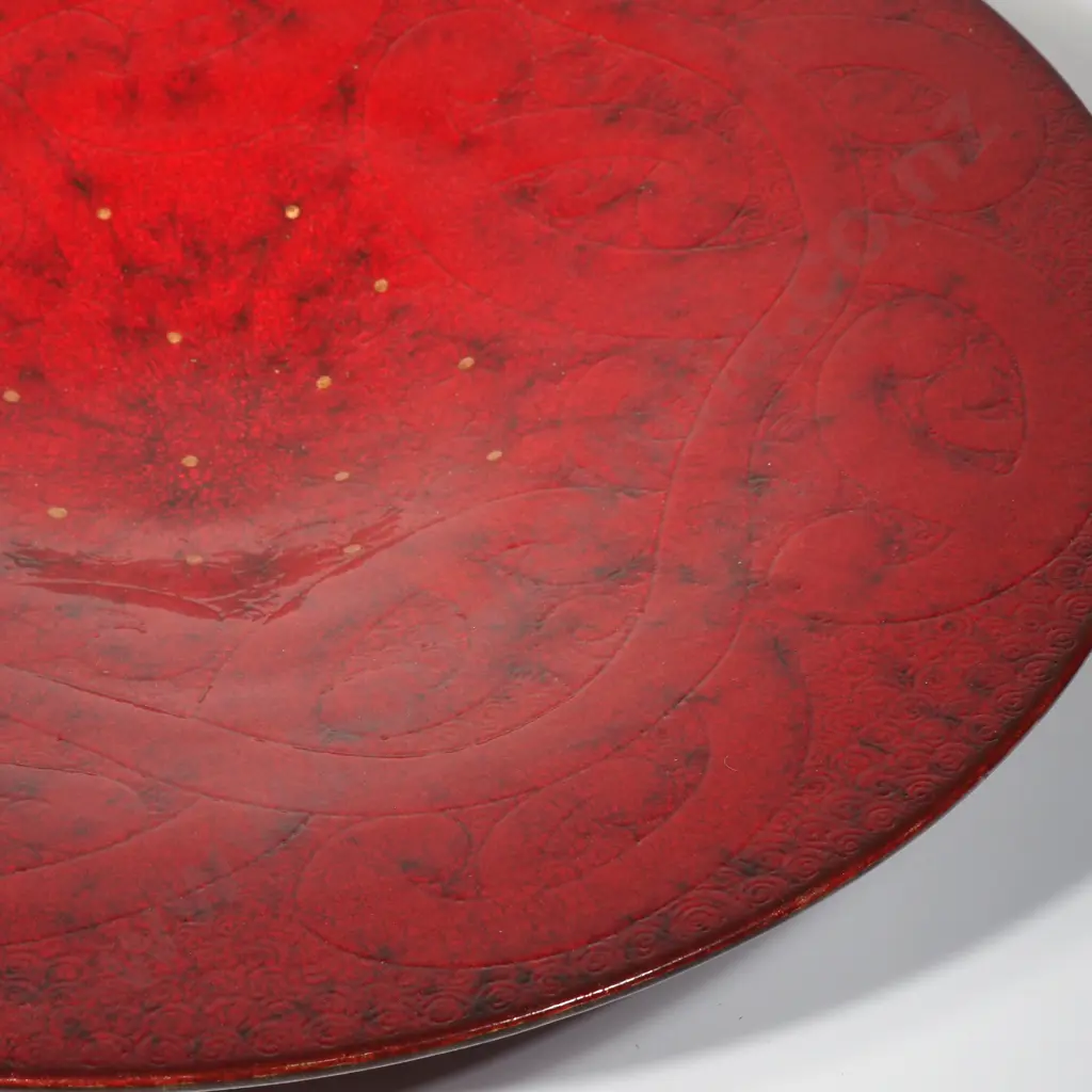 Keum Sun Lee/Sang Sool Shim Deep red shallow footed dish, Image 1++