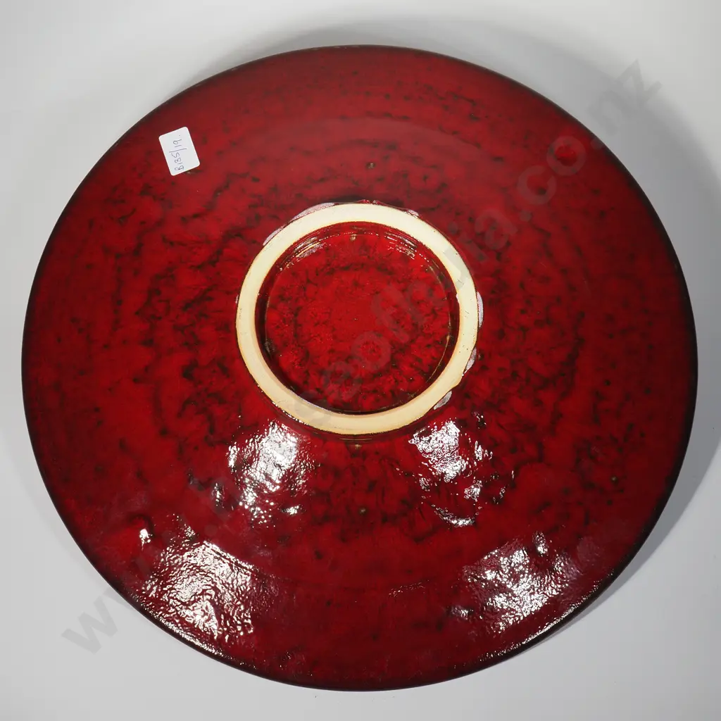 Keum Sun Lee/Sang Sool Shim Deep red shallow footed dish, Image 1++