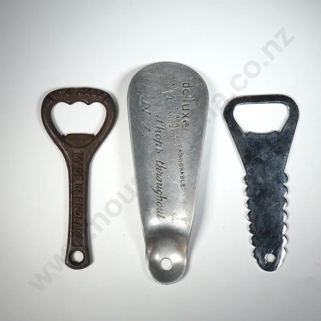 Two Bottle Openers & Vintage Shoe Horn from Deluxe New Zealand  Image 1++
