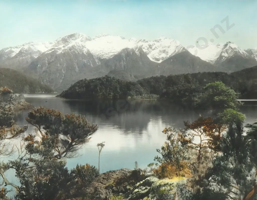 Possibly White's Aviation - Lake Manapouri, New Zealand, Coloured Photograph Image 1++