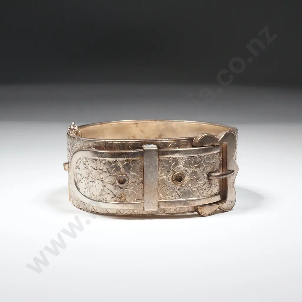 Victorian Sterling Silver Buckle Bracelet w English Hallmarks Image 1++
