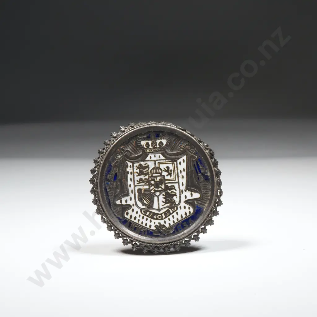 Antique Costume Enamelled Crest Brooch Image 1++