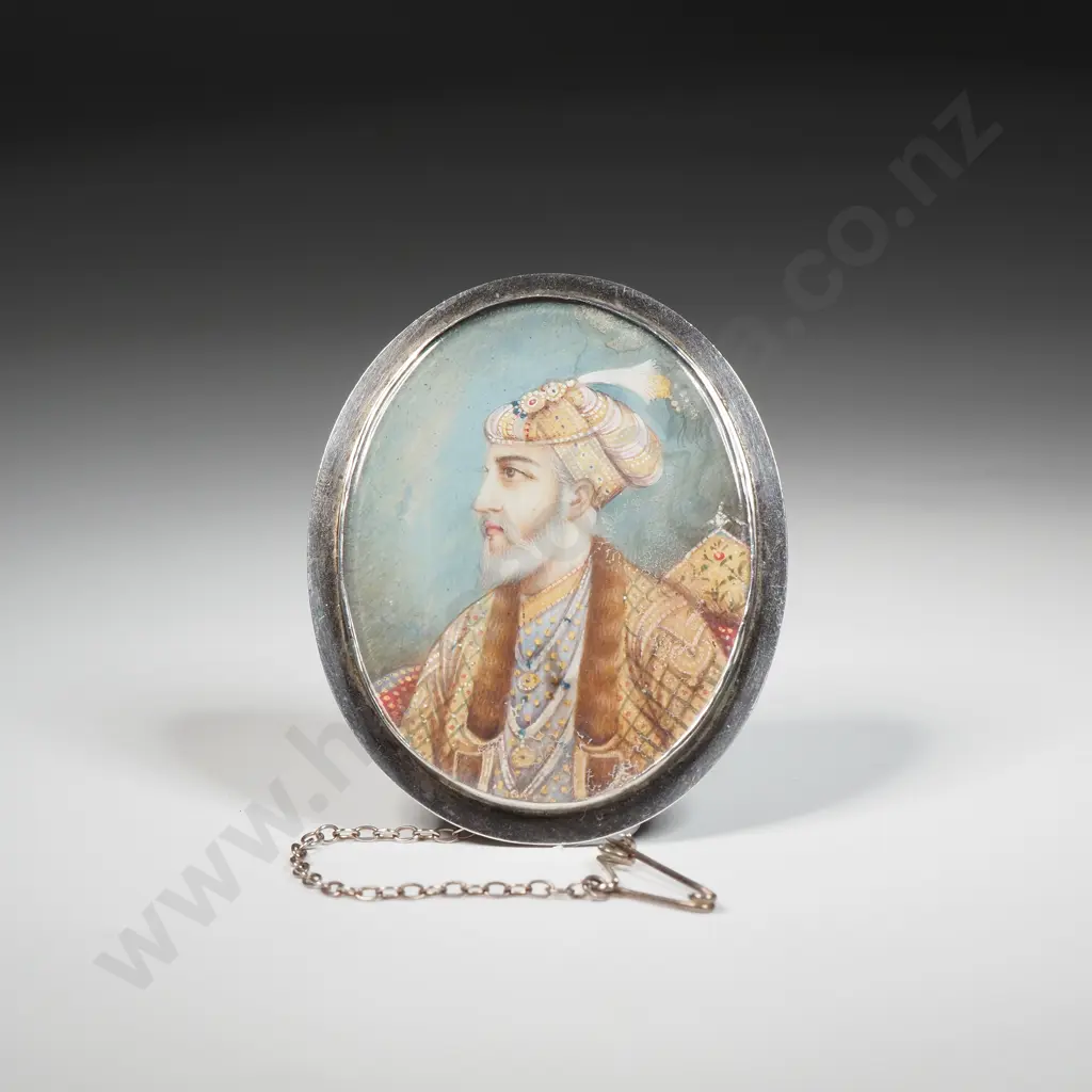 Exceptional Sterling Silver Mounted Moghal Indian Painted Ivory Portrait - Silver-work by Drews, Wanganui Image 1++