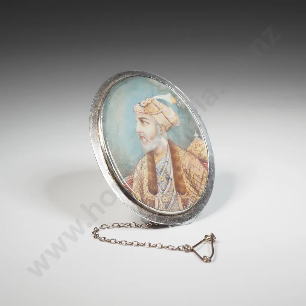 Exceptional Sterling Silver Mounted Moghal Indian Painted Ivory Portrait - Silver-work by Drews, Wanganui Image 1++