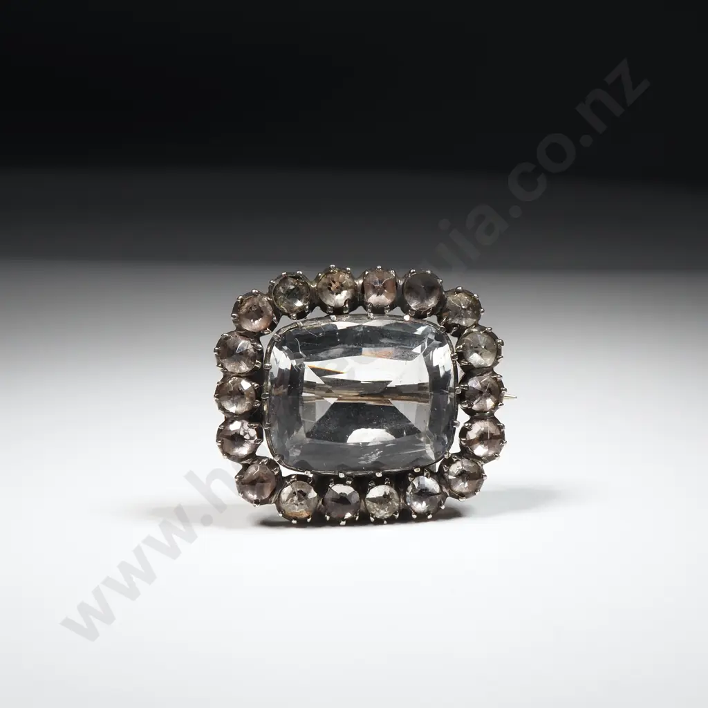 Exquisite Georgian Rock Crystal Gold Backed Silver Brooch Image 1++