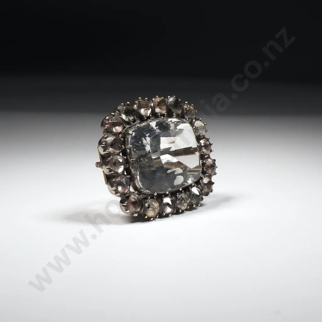 Exquisite Georgian Rock Crystal Gold Backed Silver Brooch Image 1++