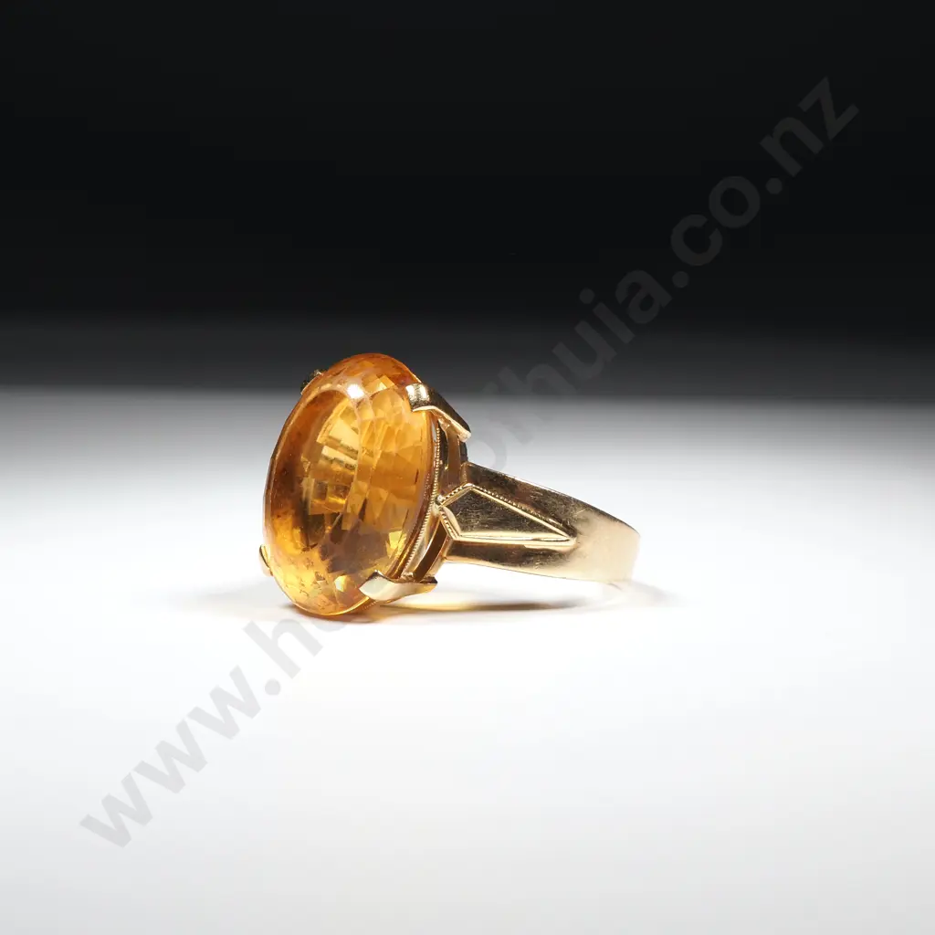 18ct Gold Faceted Citrine Ring Image 1++