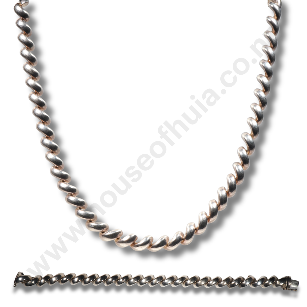 Sterling Silver Bracelet Necklace Set Image 1++