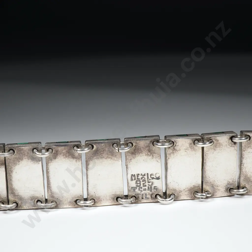 Mexican Sterling Silver Malachite Bracelet Image 1++