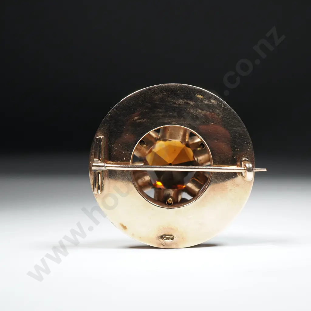 Impressive Victorian Scottish 9ct Gold & Large Citrine Brooch in Period Case w Valuation for $3,550.00 Image 1++
