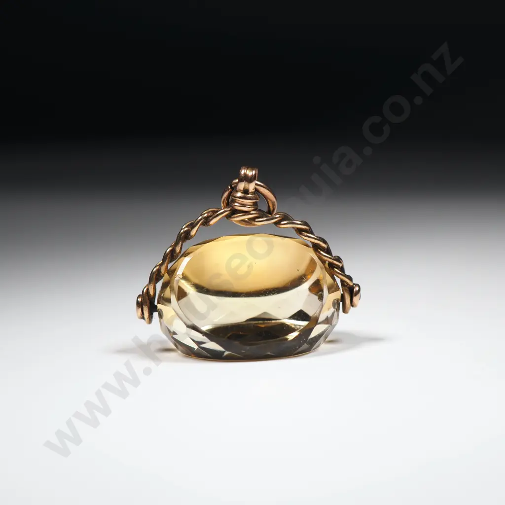 Antique 9ct Gold Yellow Stone Spinner Image 1++