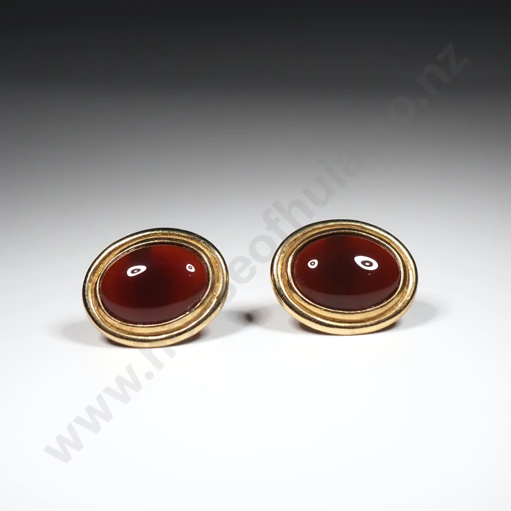 Sterling Silver Gilt Red Stone Earrings Image 1++