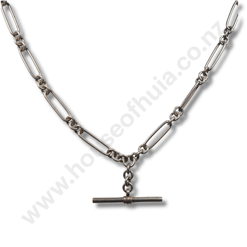 Vintage Sterling Silver Rail Link Fob Chain Image 1++