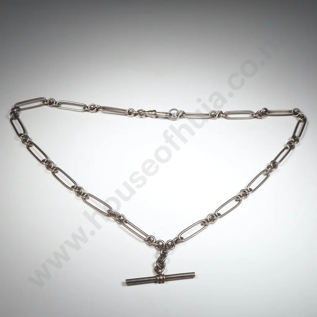 Vintage Sterling Silver Rail Link Fob Chain Image 1++