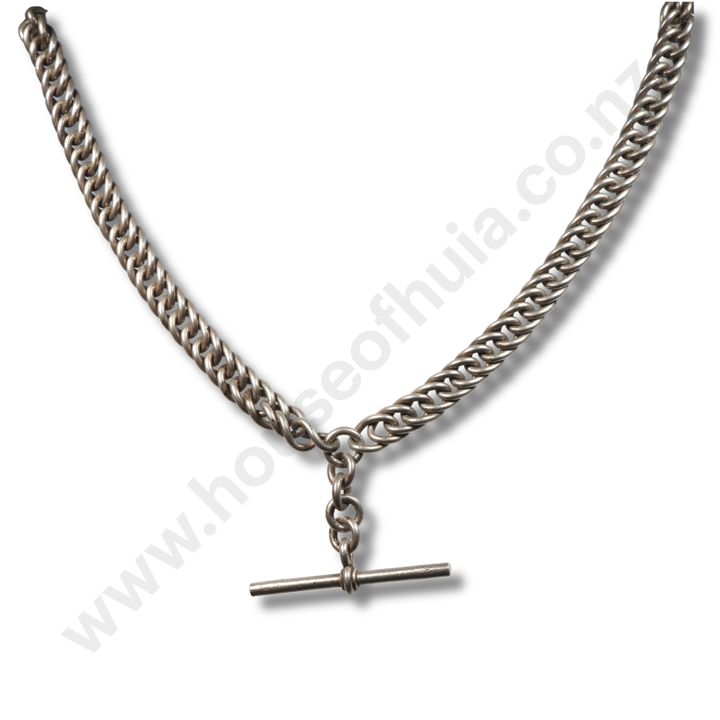 Sterling Silver Twist Curb T Bar Fob Necklace Image 1++