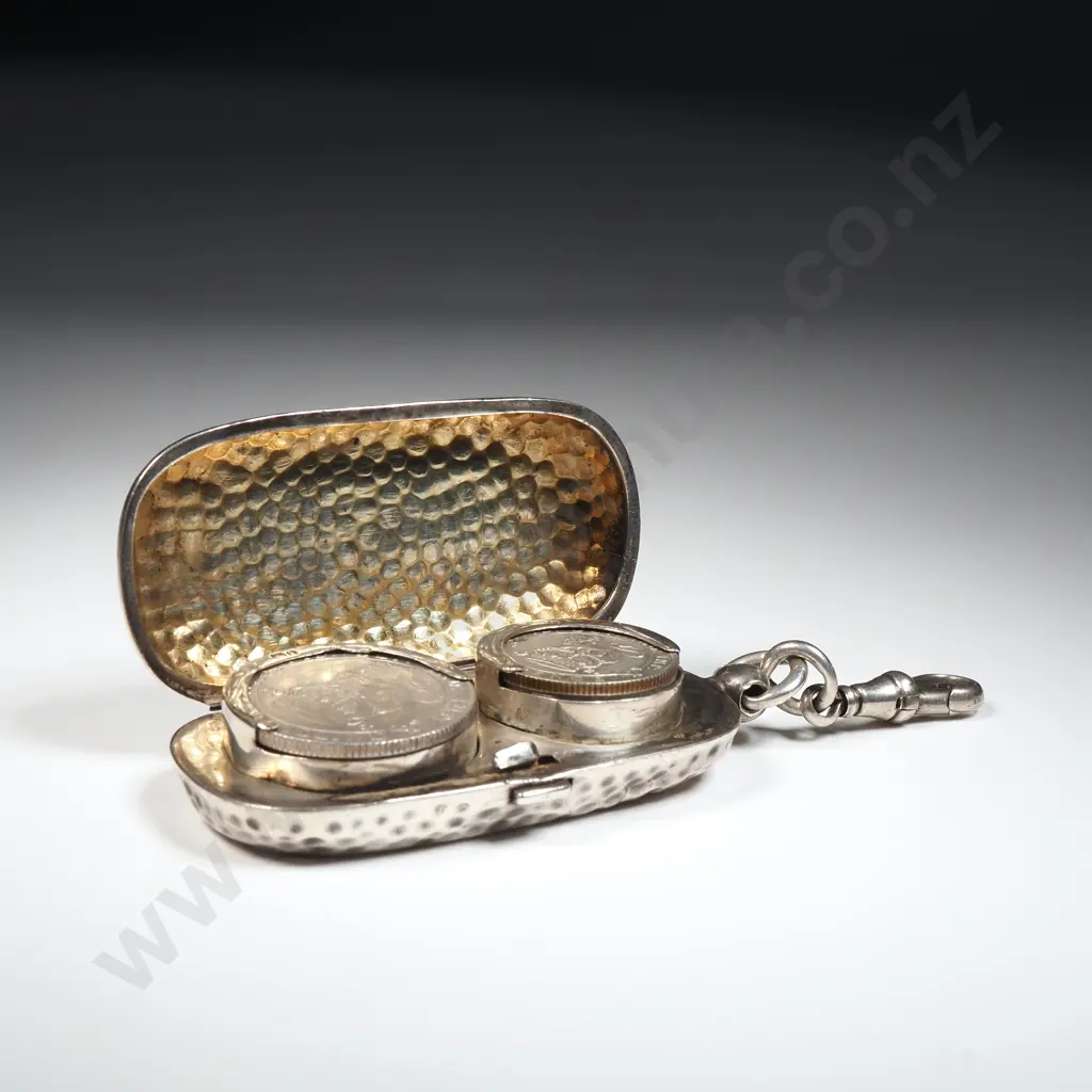 Sterling Silver Full & Half Sovereign Case w Sixpence & Shilling inside Image 1++