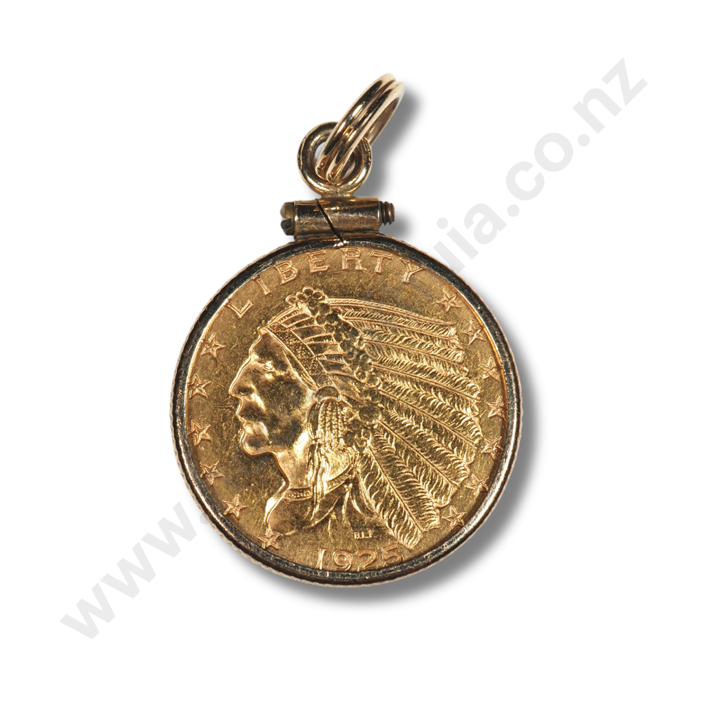 1925 United States of America Liberty Gold 2/12 Gold Coin in Rolled Gold Mount Image 1++