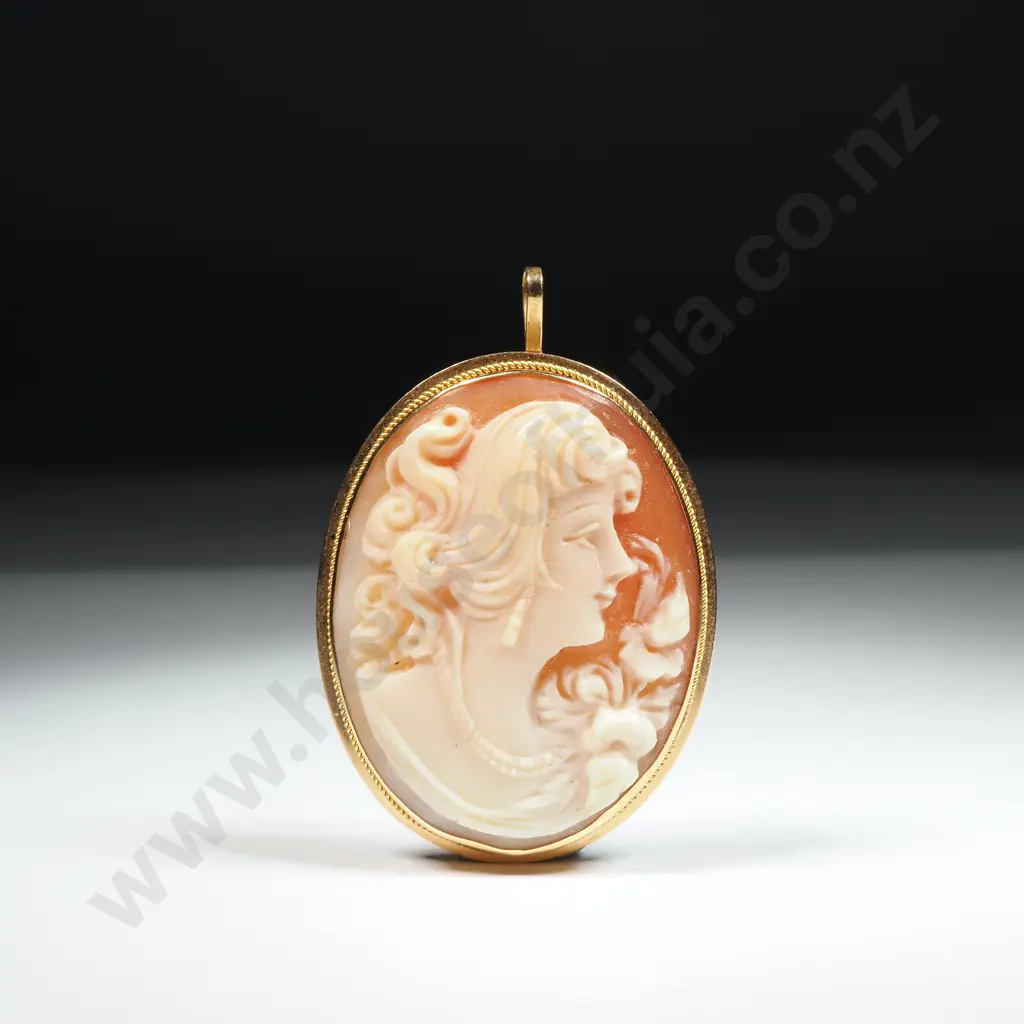18ct Gold Cameo Pendant / Brooch Image 1++